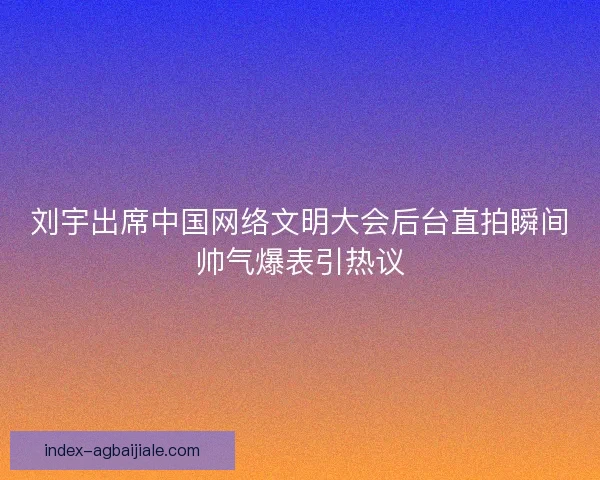 刘宇出席中国网络文明大会后台直拍瞬间帅气爆表引热议